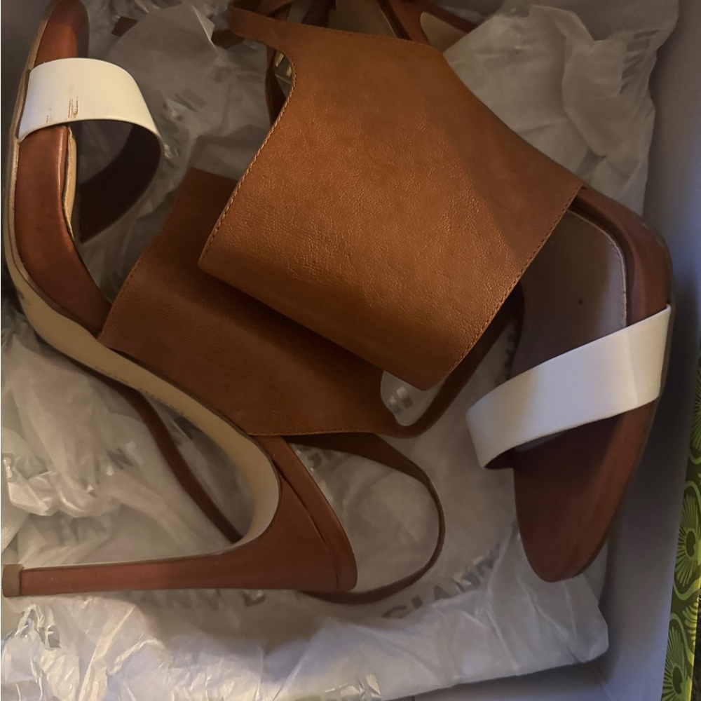 Gianni Bini Brown and White Heeled Sandals
